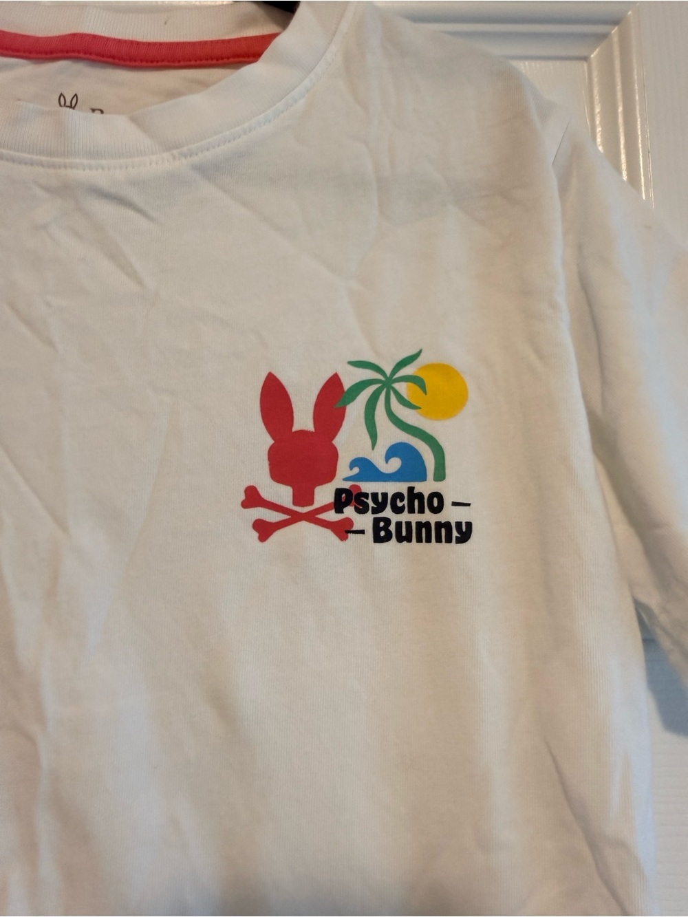 Psycho Bunny White Tee with Red Bunny & Yellow Palm - Picture 2 of 6